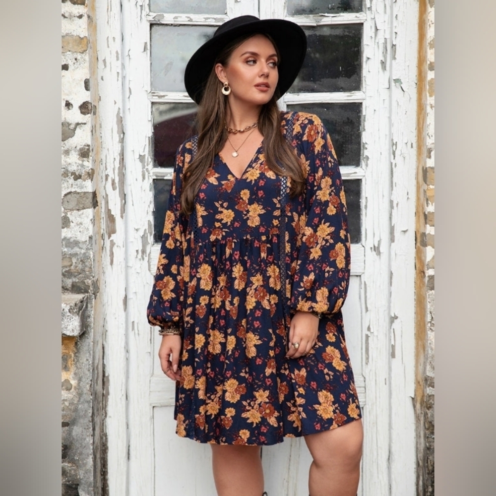 Rustydusty Dress Floral Muticolor Bohemian Lagenloik Women's Size 3XL